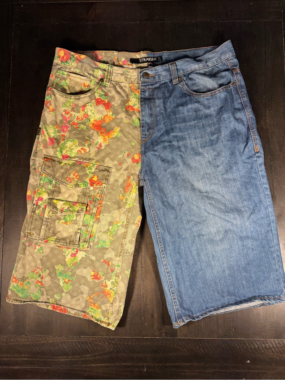 Rocawear BLAK Two Tone Denim Shorts Size 36
